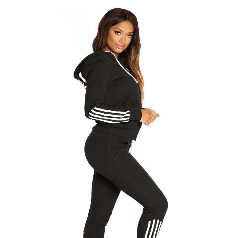 2023 Spring Autumn Women Sweatshirt Set Solid Color Casual Zipper Hoodies Daily Gym Jogging 2 Pieces Set New Woman Pant Sets