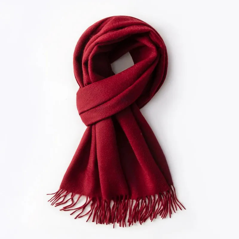 100% Pure Cashmere Scarf Women Winter Red Shawls and Wraps Ladies Pashmina Echarpe Warm Fine Cashmere for Scarves Foulard Femme