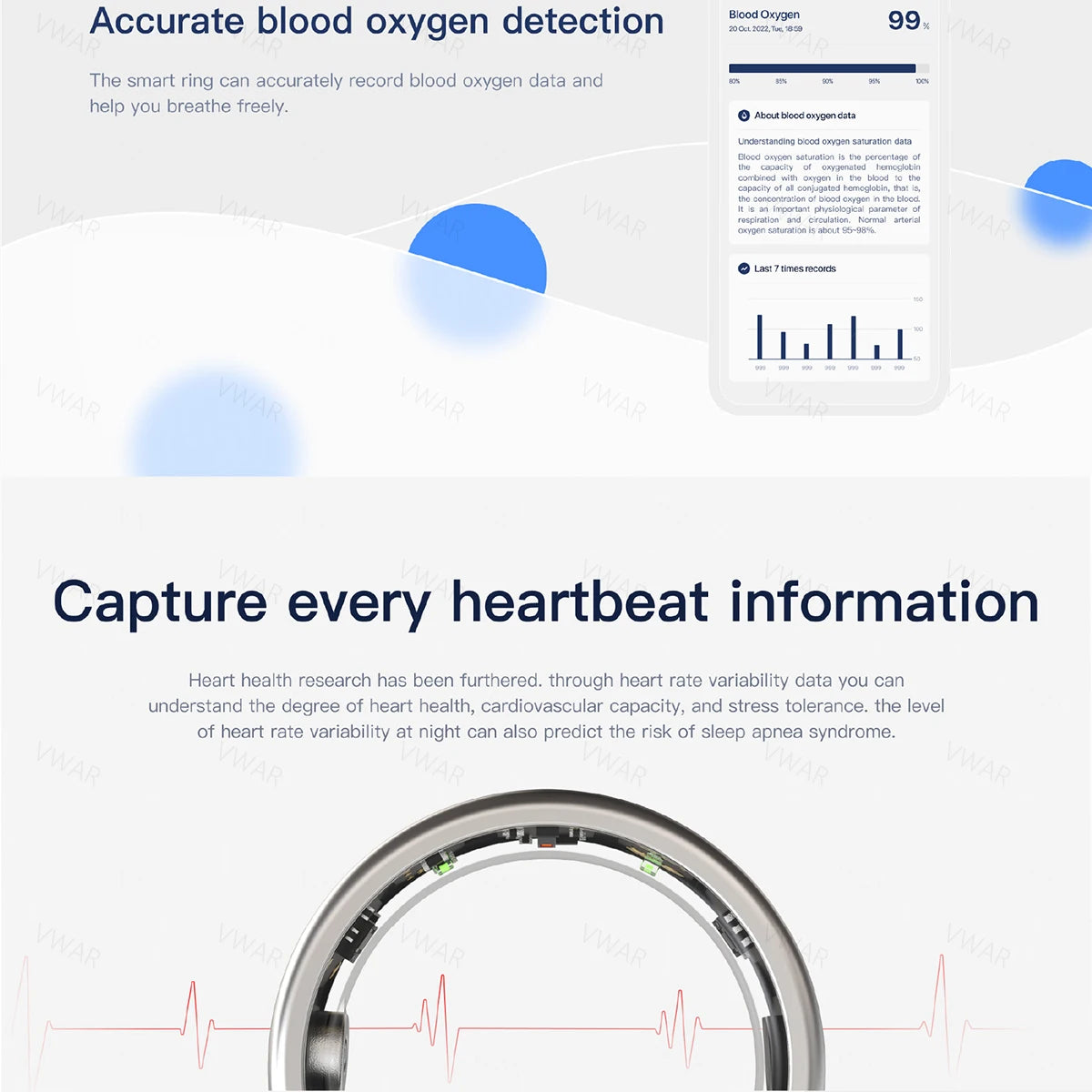 Nova 2023 Titanium Alloy Smart Ring Fitness Health Tracker Blood Oxygen Monitoring Heart Rate Sleep Body Temperature