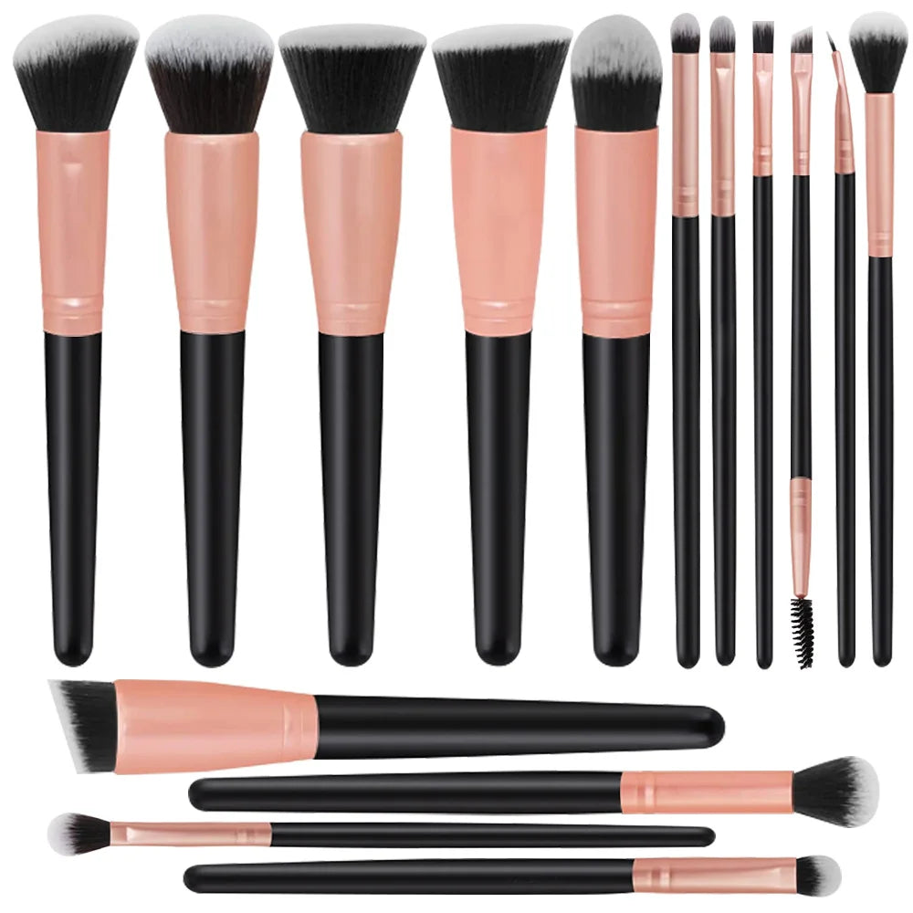 ZOREYA Professional Luxury Makeup Brushes Set, 15Pcs Eyeshadow Foundation Contour Lip Premium Synthetic Kabuki Brush