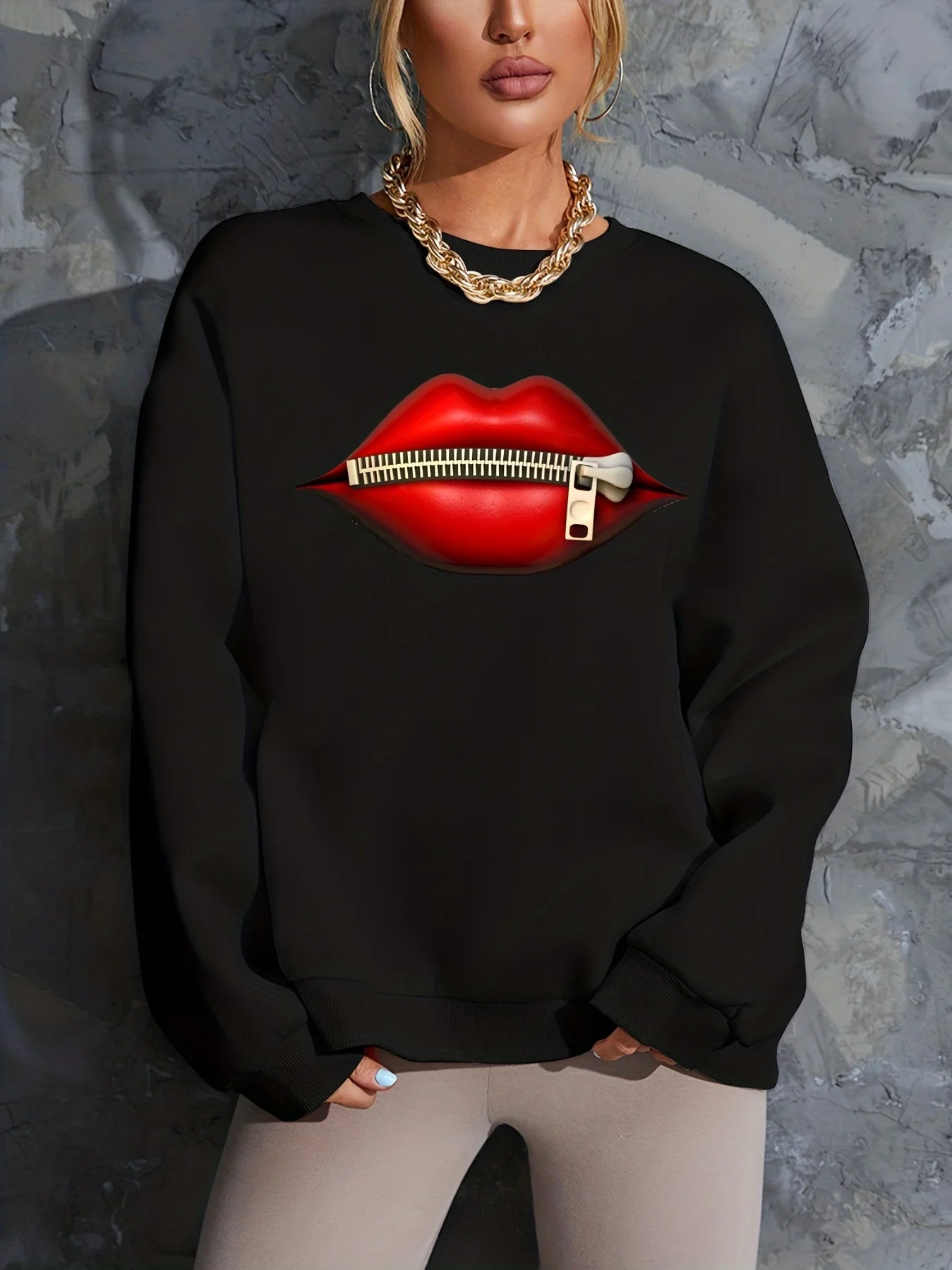 Women's Autumn Winter Sweaters Black Loose Plus Size