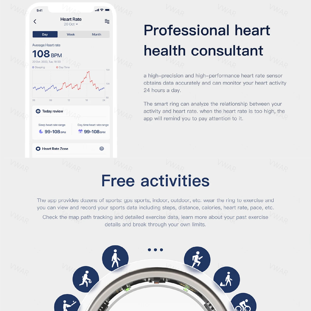 Nova 2023 Titanium Alloy Smart Ring Fitness Health Tracker Blood Oxygen Monitoring Heart Rate Sleep Body Temperature