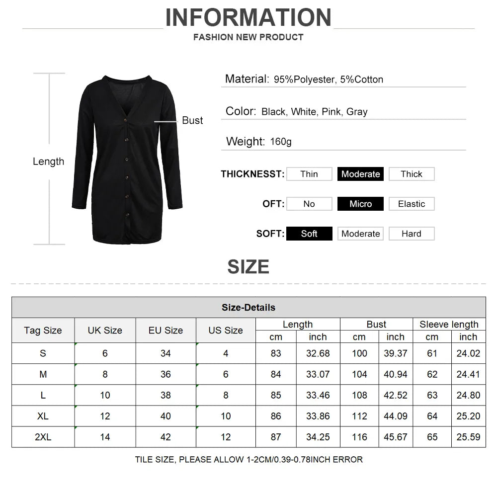 Women's Clothing Long Solid Color Casual Long Sleeve Cardigan 2024 Spring Summer Top Fashion Korean Outerwear Elegant Female Y2K