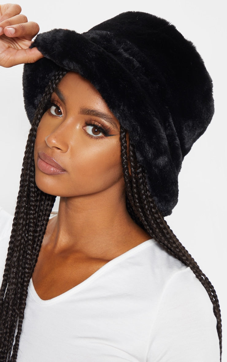 Mushroom Faux Fur Bucket Hat Next Day Delivery Before 10 pm