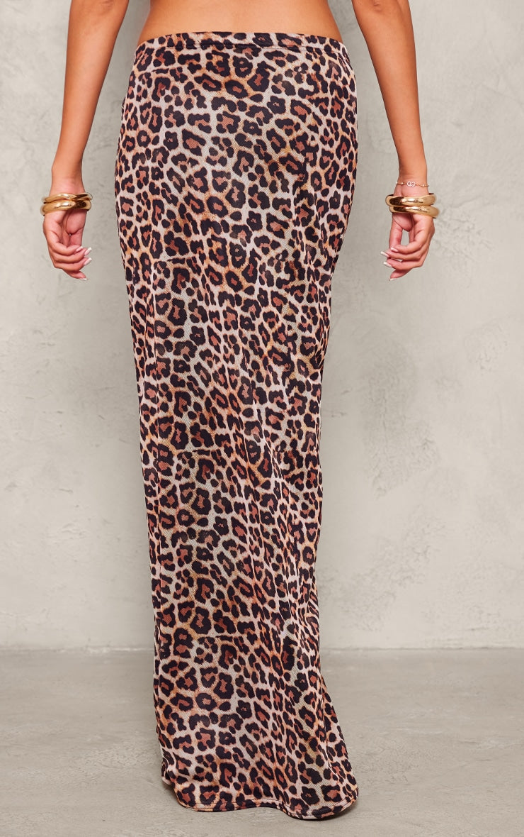 Tall Leopard Print Lined Mesh Maxi Skirt Next Day Before 10 PM