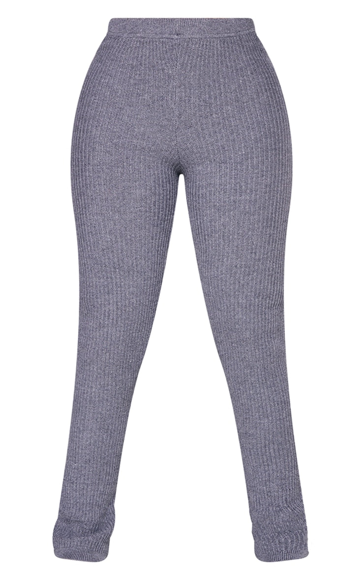 Petite Black Knitted Rib High Waisted Skinny Flares Next Day Delivery Before 10 pm