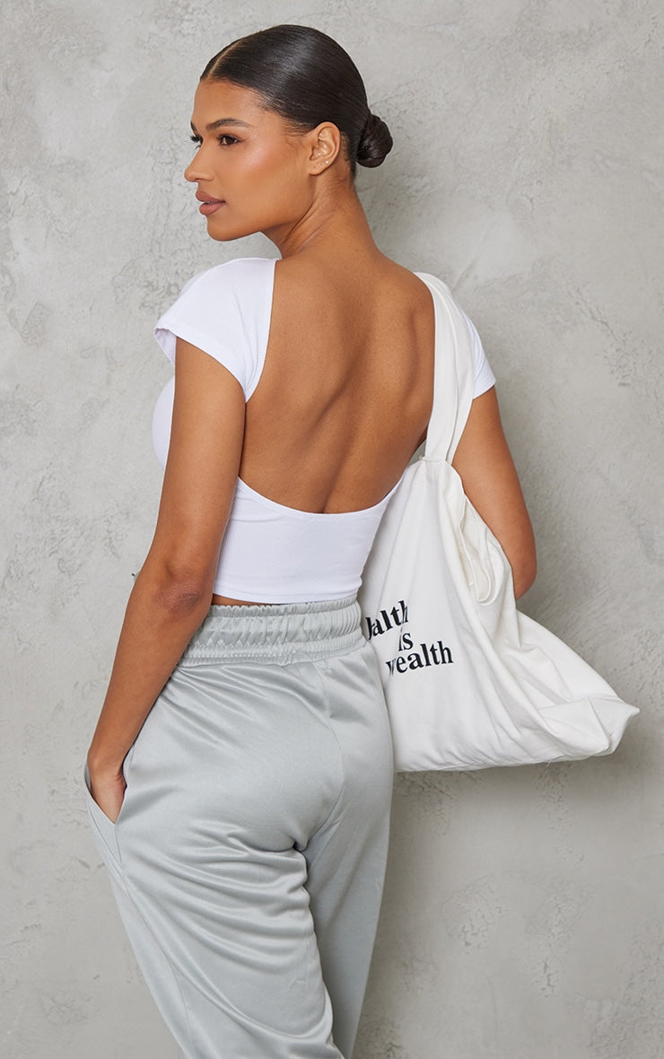 White Soft Rib Backless Top Next Day Delivery Before 10 pm