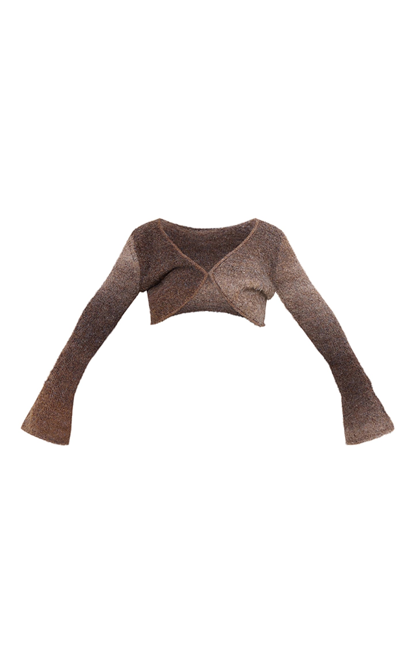Mocha Stripe Textured Knit Flared Sleeve Mini Cardigan Next Day Delivery Before 10 pm