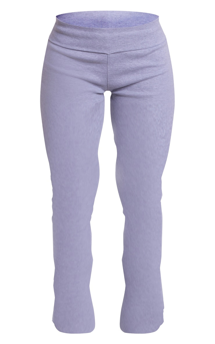 Charcoal Rib Fold Over Waist Flared Trousers Next Day Delivery