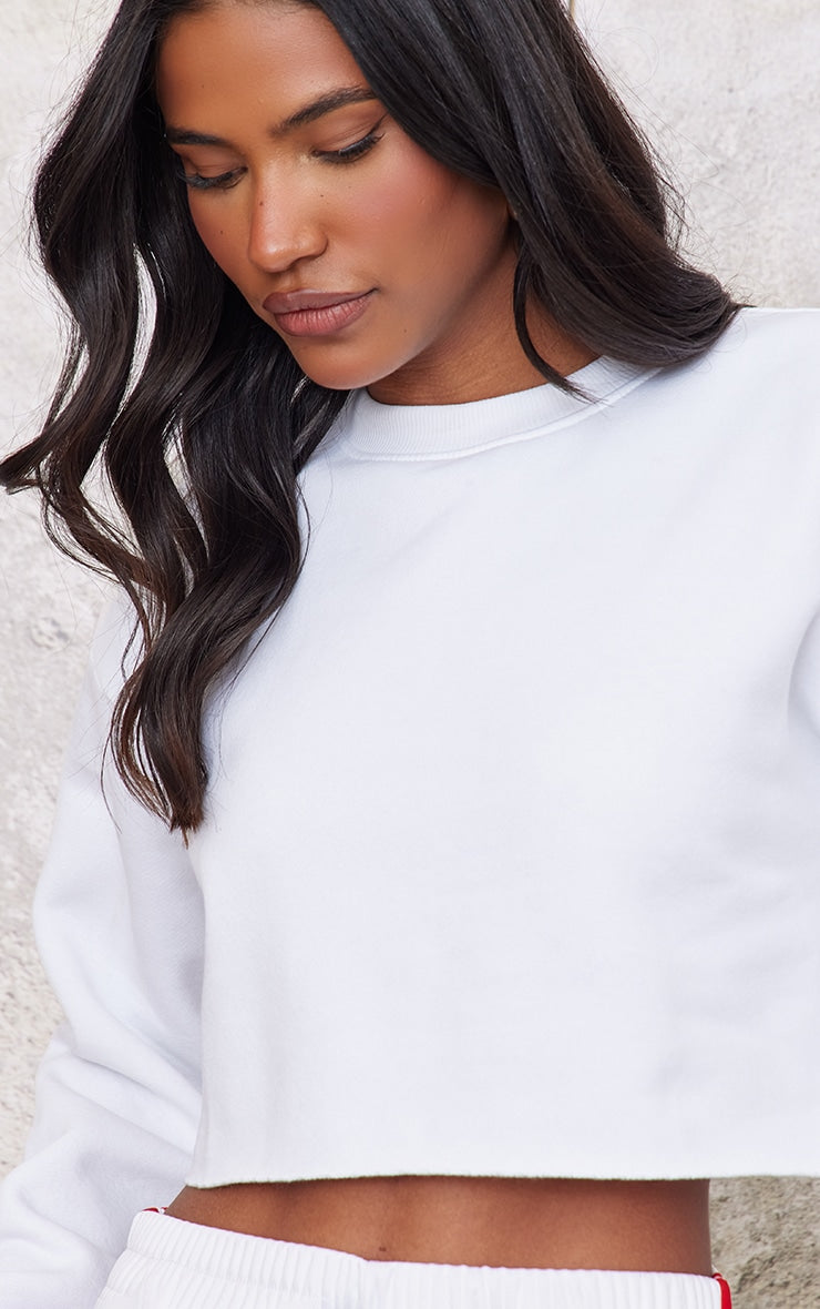 Next Day Delivery Before 10 PM White Crop Oversized Fit Sweatshirt