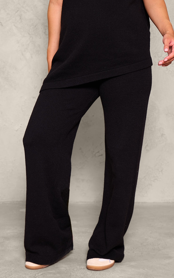 Maternity Black Knit Wide Leg Trousers Next Day Delivery Before 10 pm