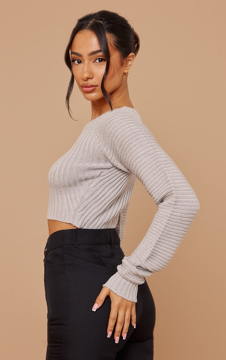 Petite Oatmeal Cropped Knit Jumper Next Day Delivery Before 10 pm