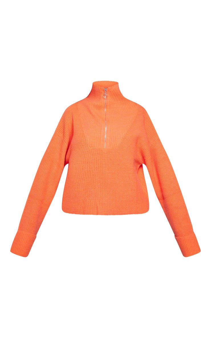 Next Day Delivery Before 10 PM Charcoal Grey Marl Chunky Knit Half Zip Jumper