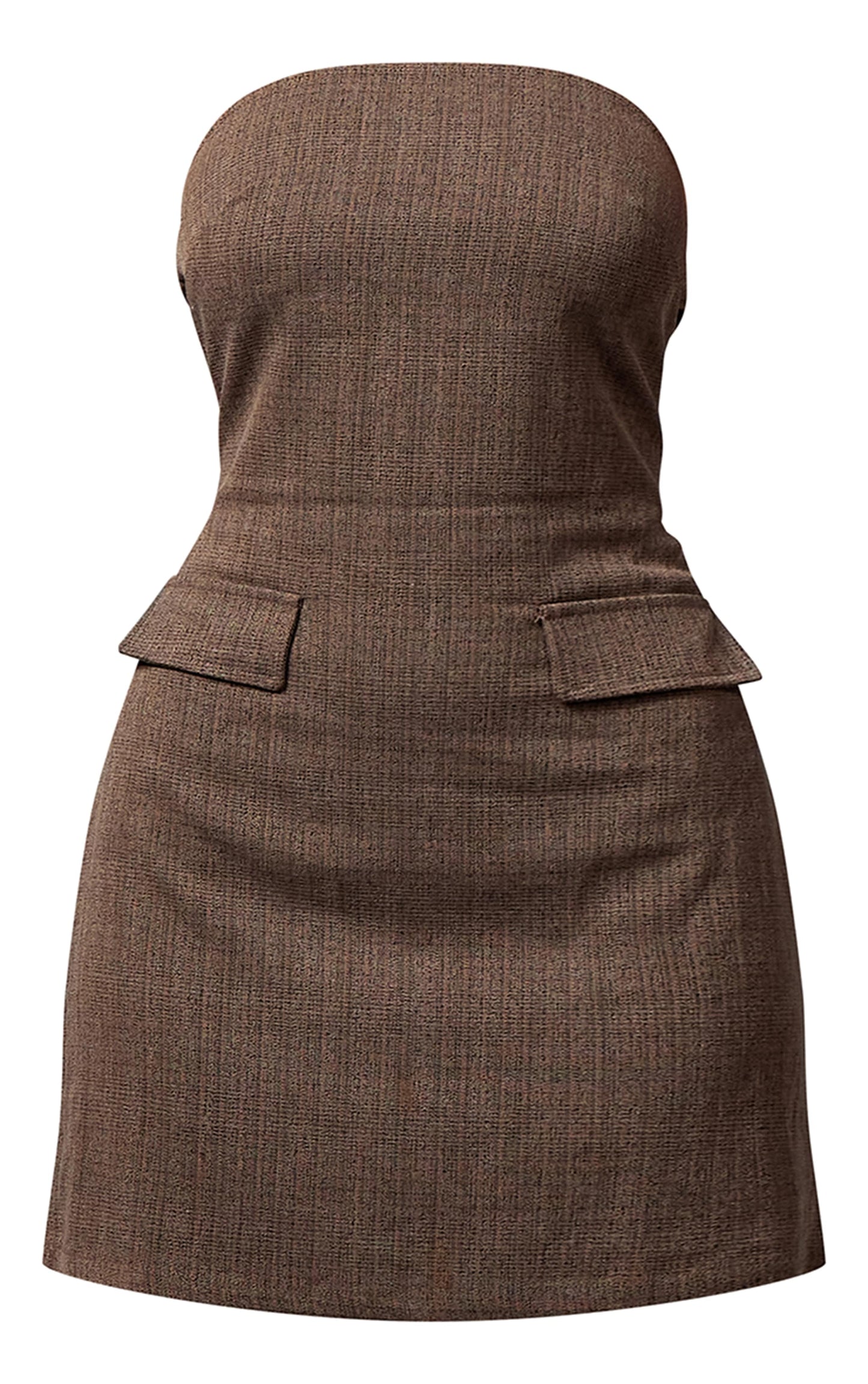 Chocolate Twill Bandeau Shift Dress Next Day Delivery