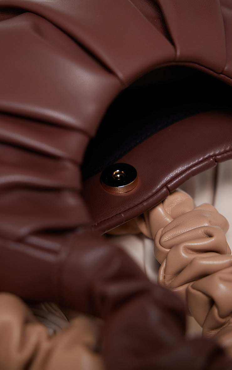 Chocolate Extreme Ruched Handle Shoulder Bag