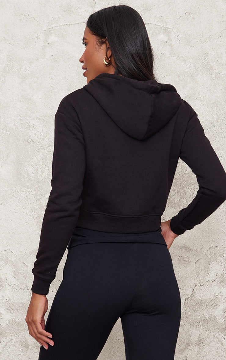 Black Zip Cropped Hoodie Next Day Delivery Before 10 pm