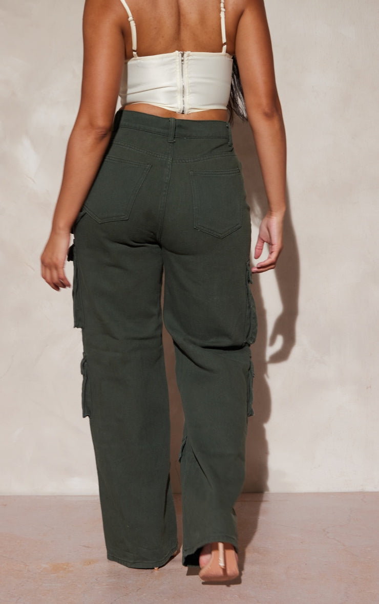 Next Day Delivery Before 10 pm Shape Light Blue Wash Pocket Wide Leg Cargo Jeans