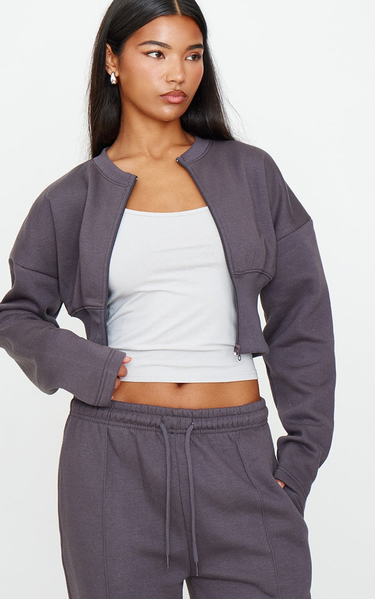 Charcoal Seam Detail Wide Leg Joggers Next Day Delivery