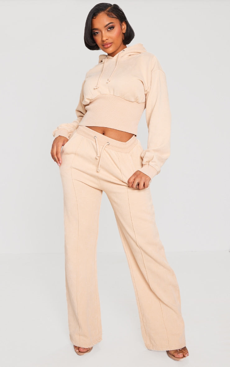 Shape Blue Sweat Cropped Shirred Waist Hoodie Next Day Delivery Before 10 pm