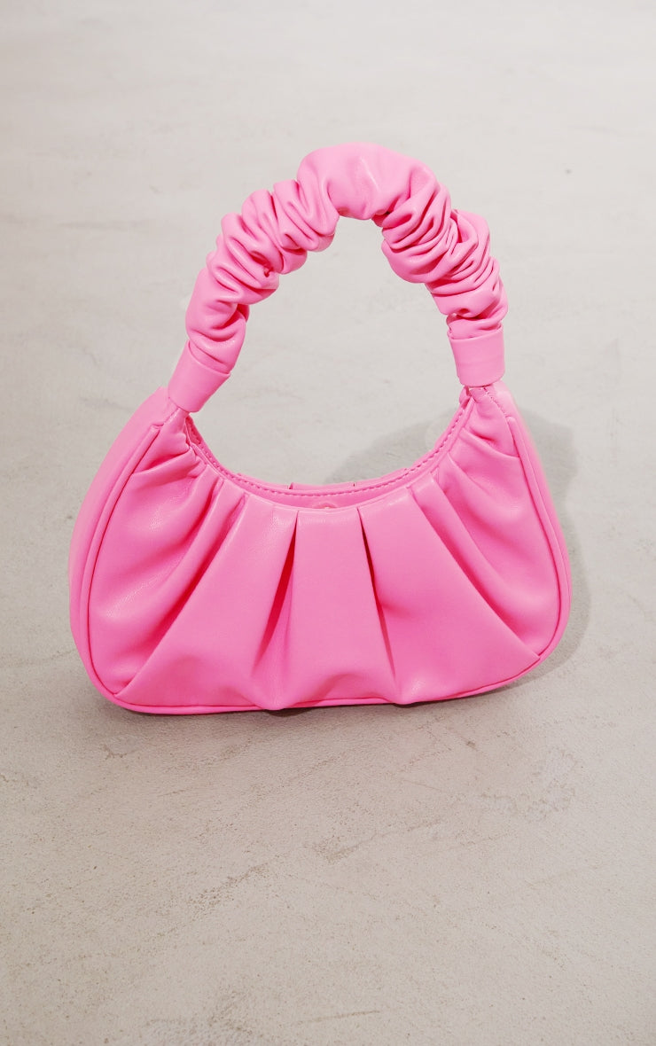 Black Extreme Ruched Handle Shoulder Bag