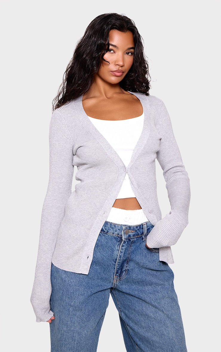 Black Knitted Ribbed Long Sleeve Cardigan Next Day Delivery
