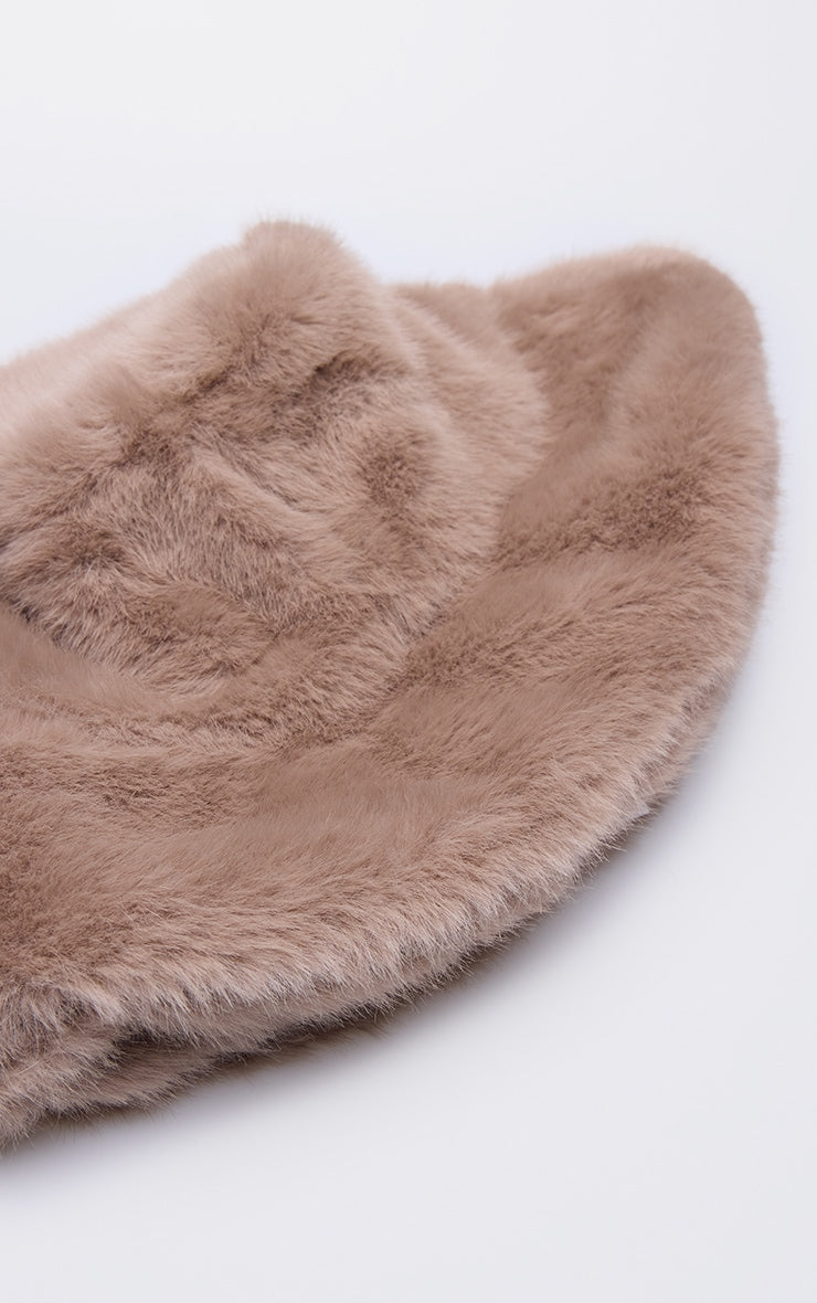 Mushroom Faux Fur Bucket Hat Next Day Delivery Before 10 pm
