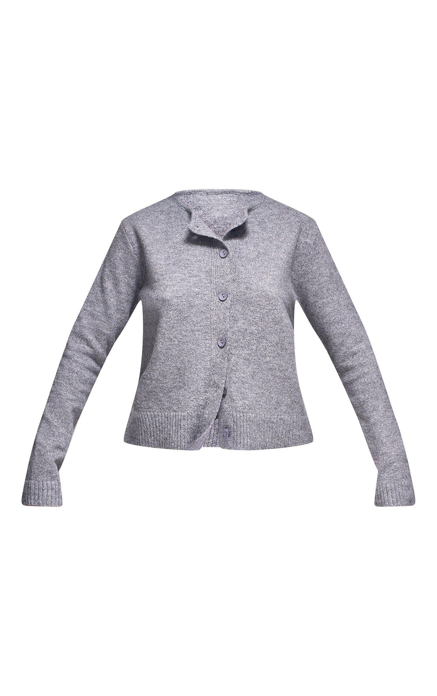 Taupe Melange Soft Knit Basic Button Up Cardigan Next Day Delivery Before 10 pm