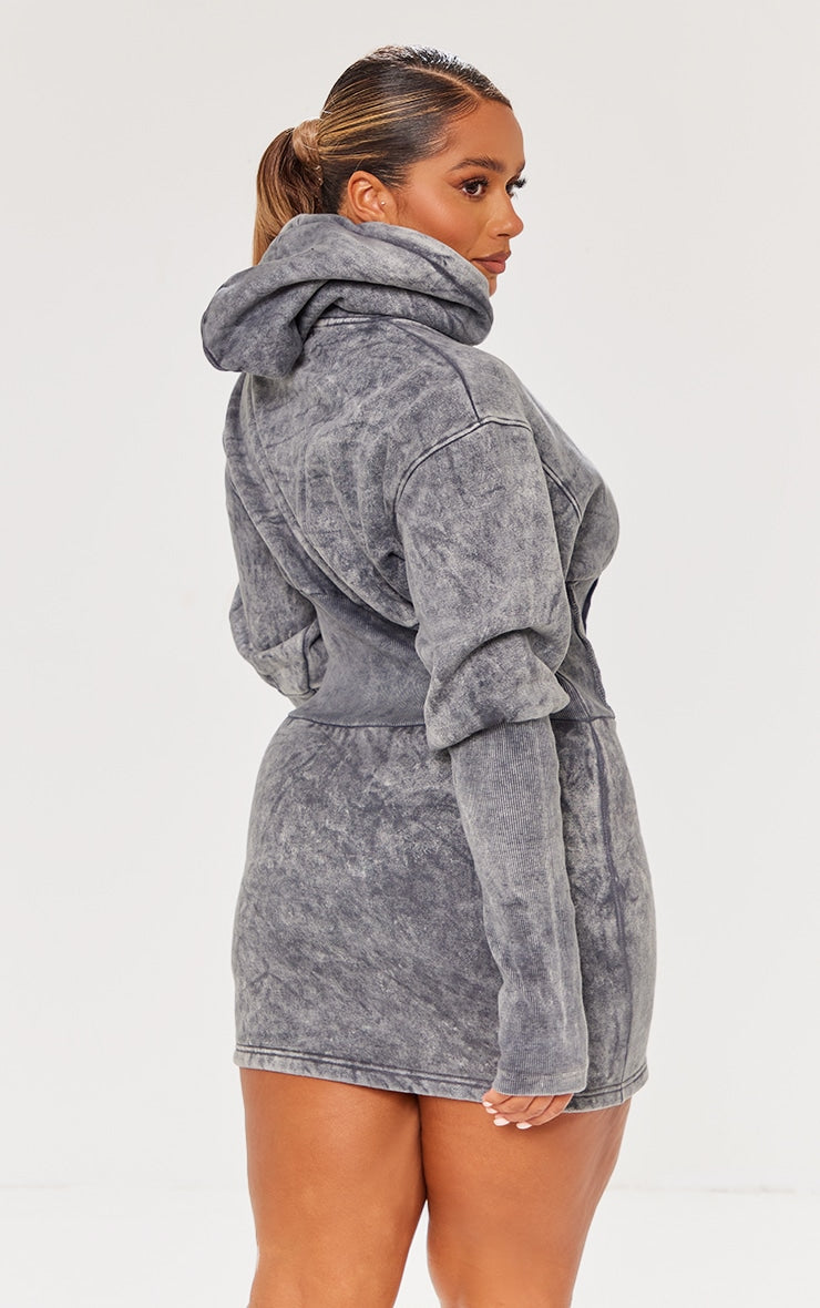 Shape Washed Grey Sweat Corset Detail Jumper Dress Next Day Delivery Before 10 pm