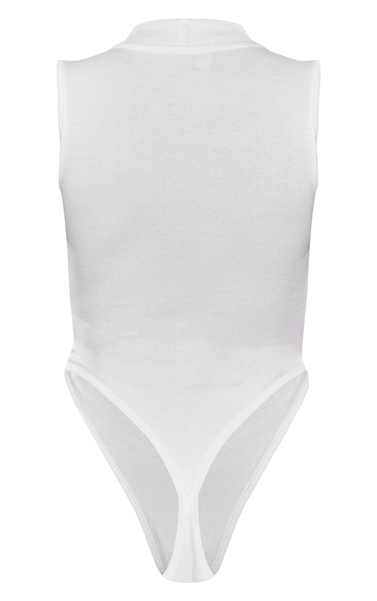 Next Day Delivery Before 10 PM Black Rib High Neck Sleeveless Bodysuit