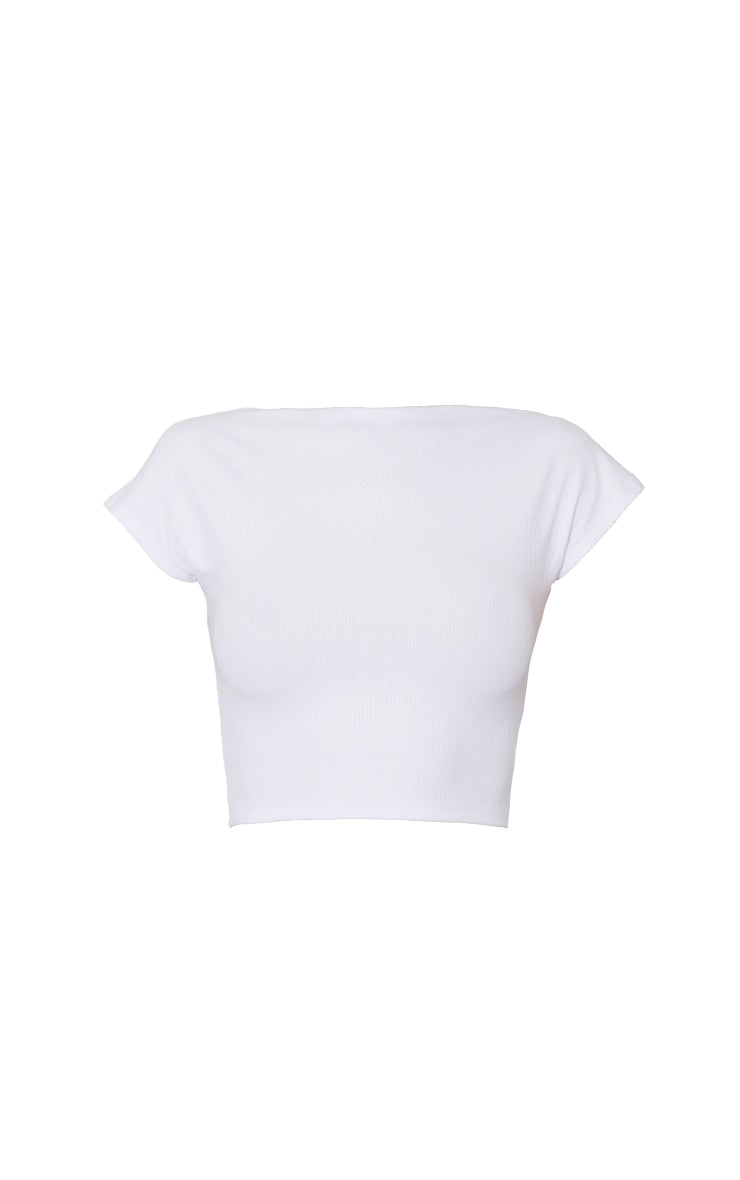 White Soft Rib Backless Top Next Day Delivery Before 10 pm