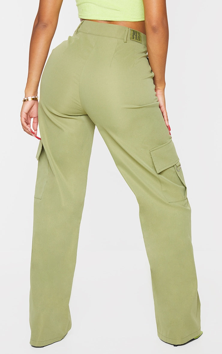 Next Day Delivery Before 10 pm Shape Stone Buckle Detail Cargo Wide Leg Trousers