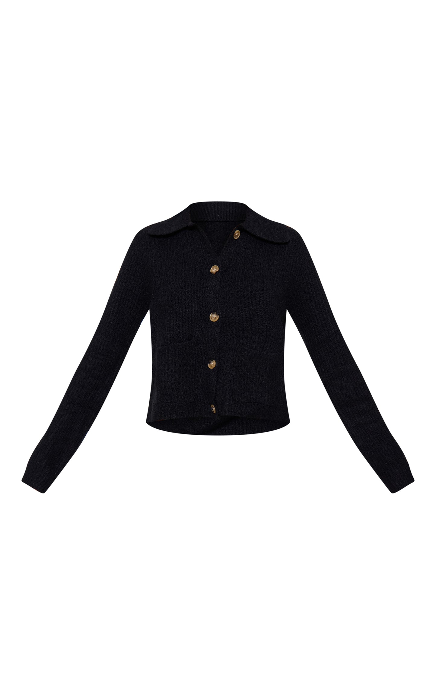 Beige Soft Textured Knit Button Up Collar Detail Cardigan Next Day Delivery Before 10 pm