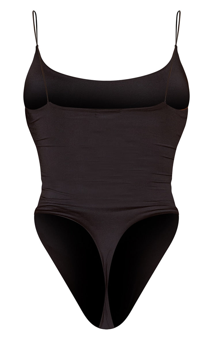 Next Day Delivery Before 10 PM Shape White Slinky Spaghetti Strap Bodysuit