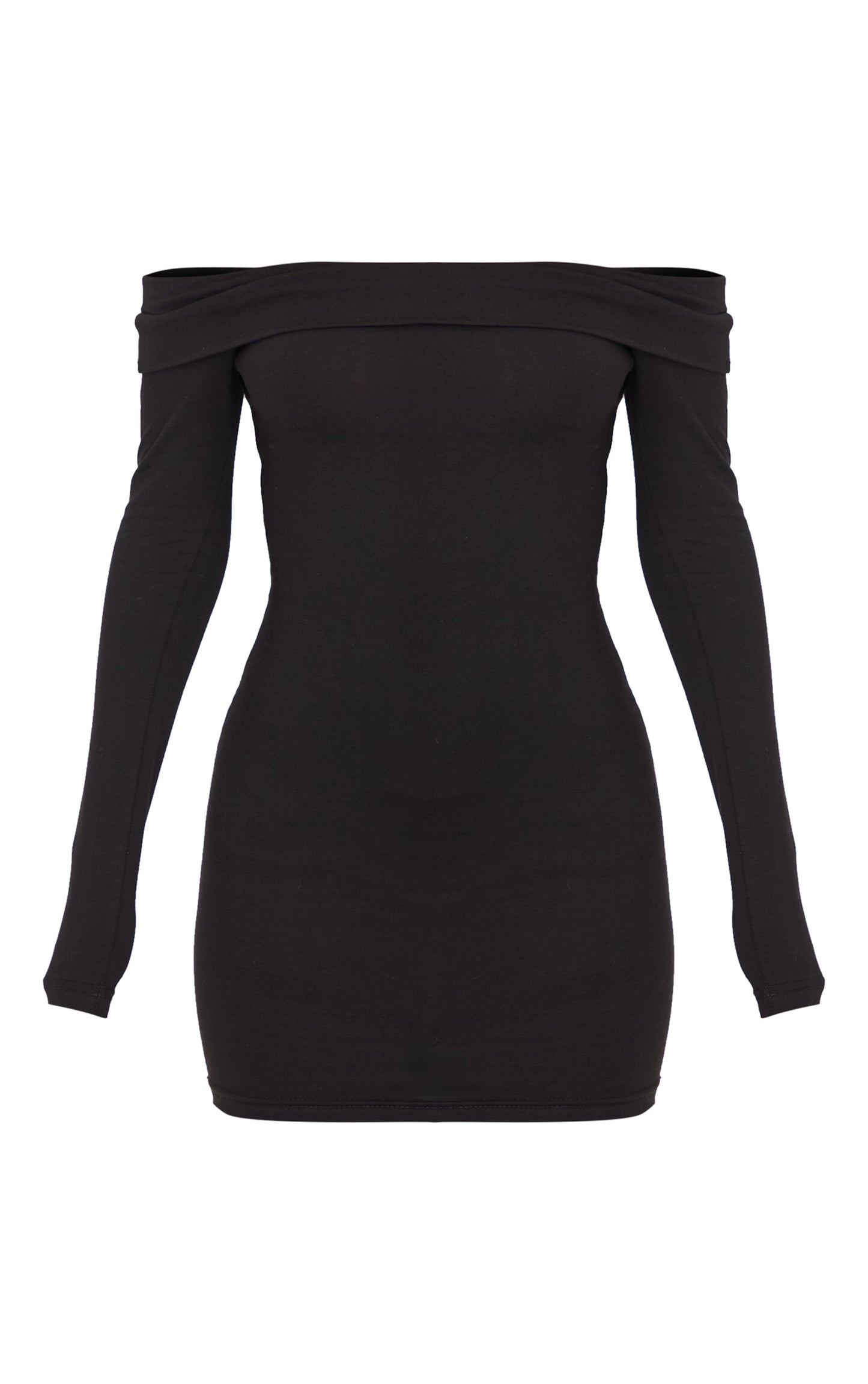Black Cotton Bardot Fold Over Mini Dress Next Day Delivery Before 10PM