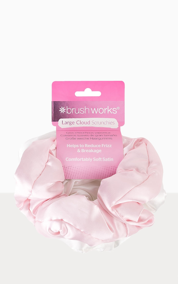 Brushworks Large Cloud Scrunchies - Pink & White Next Day Delivery Before 10 pm