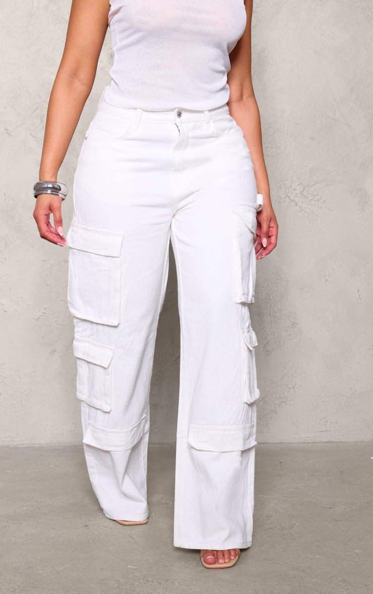 Next Day Delivery Before 10 pm Shape Light Blue Wash Pocket Wide Leg Cargo Jeans