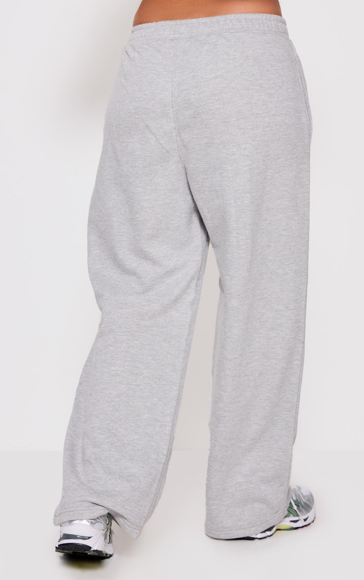 Petite Grey Marl Embossed Bow Detail Wide Leg Joggers Next Day Delivery 10 PM
