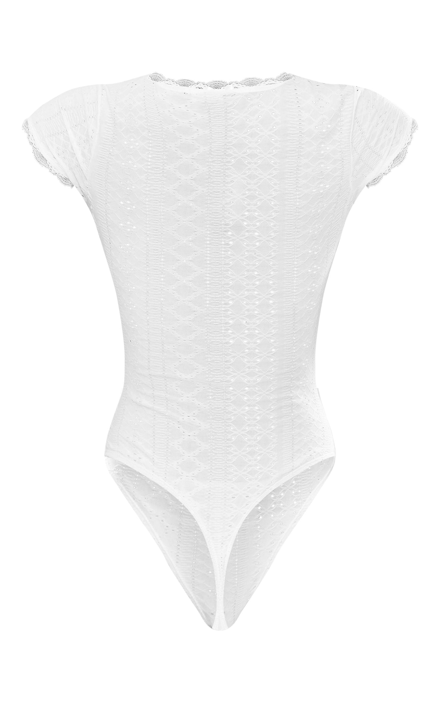 Next Day Delivery Before 10 PM Black Textured Stretch Lace Trim Short Sleeve Bodysuit