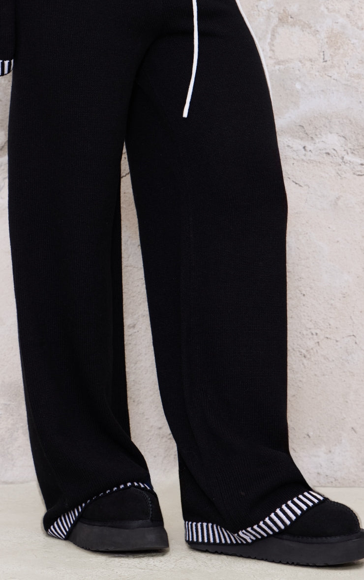 Cream Contrast Stitch Detail Knit Drawstring Waist Trousers Next Day Delivery Before 10 pm