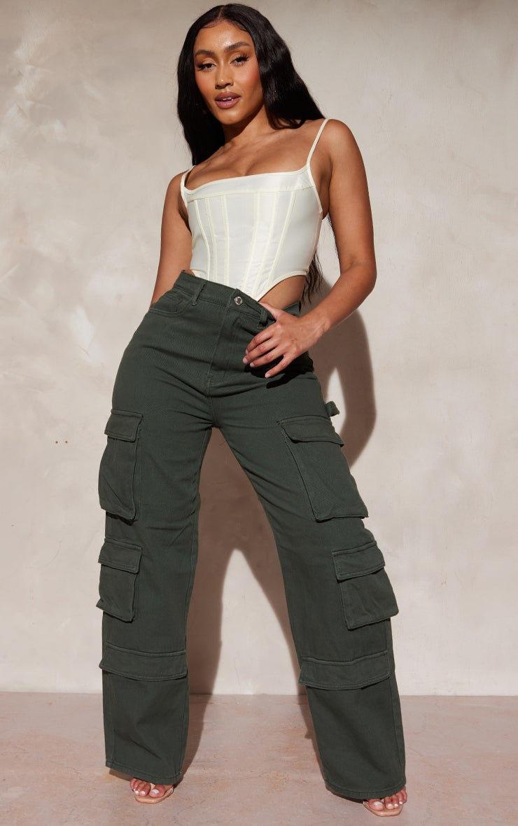Next Day Delivery Before 10 pm Shape Light Blue Wash Pocket Wide Leg Cargo Jeans