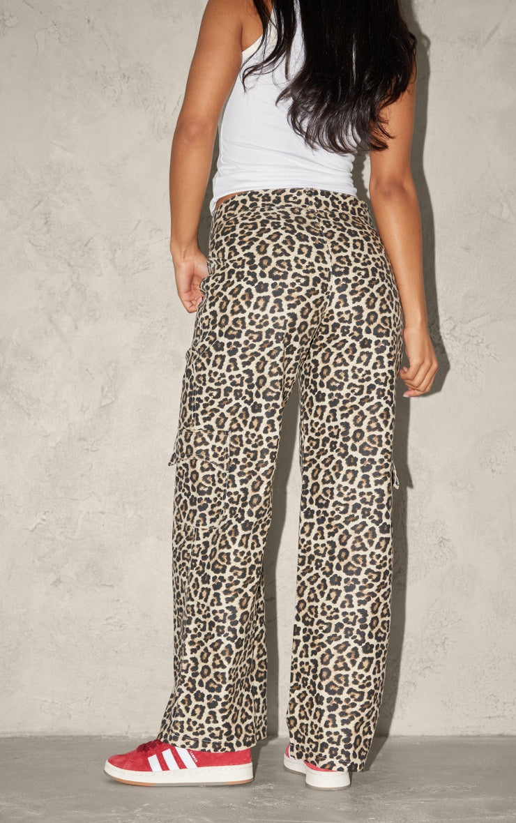 Next Day Delivery Before 10 pm Leopard Printed Cargo Trousers