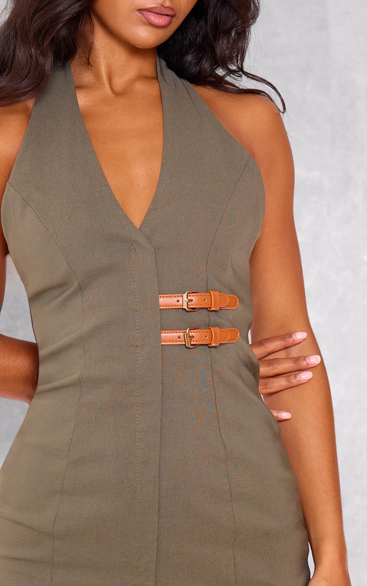Wine Stretch Woven Belted Bodycon Dress Next Day 10PM