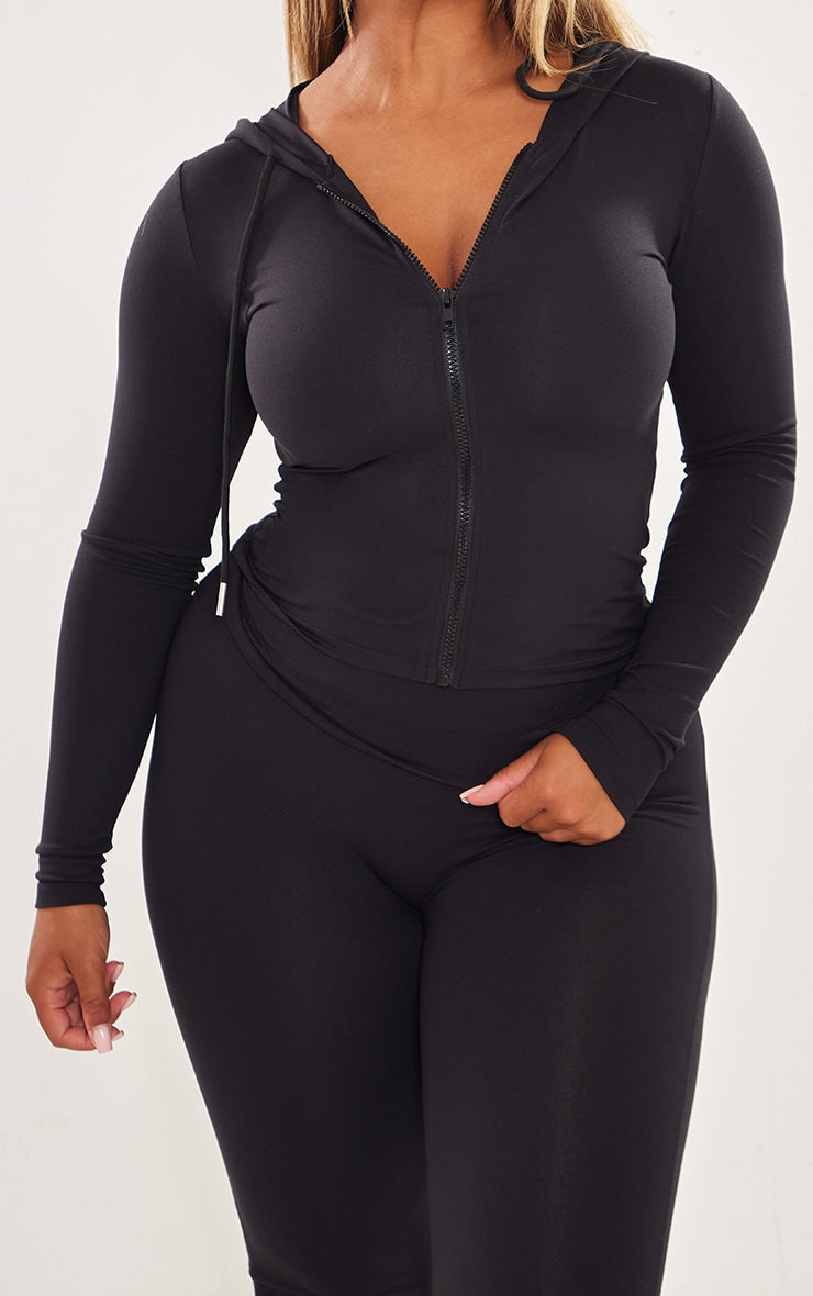 Shape Black Sculpted Zip Through Hoodie Next Day Delivery Before 10 pm