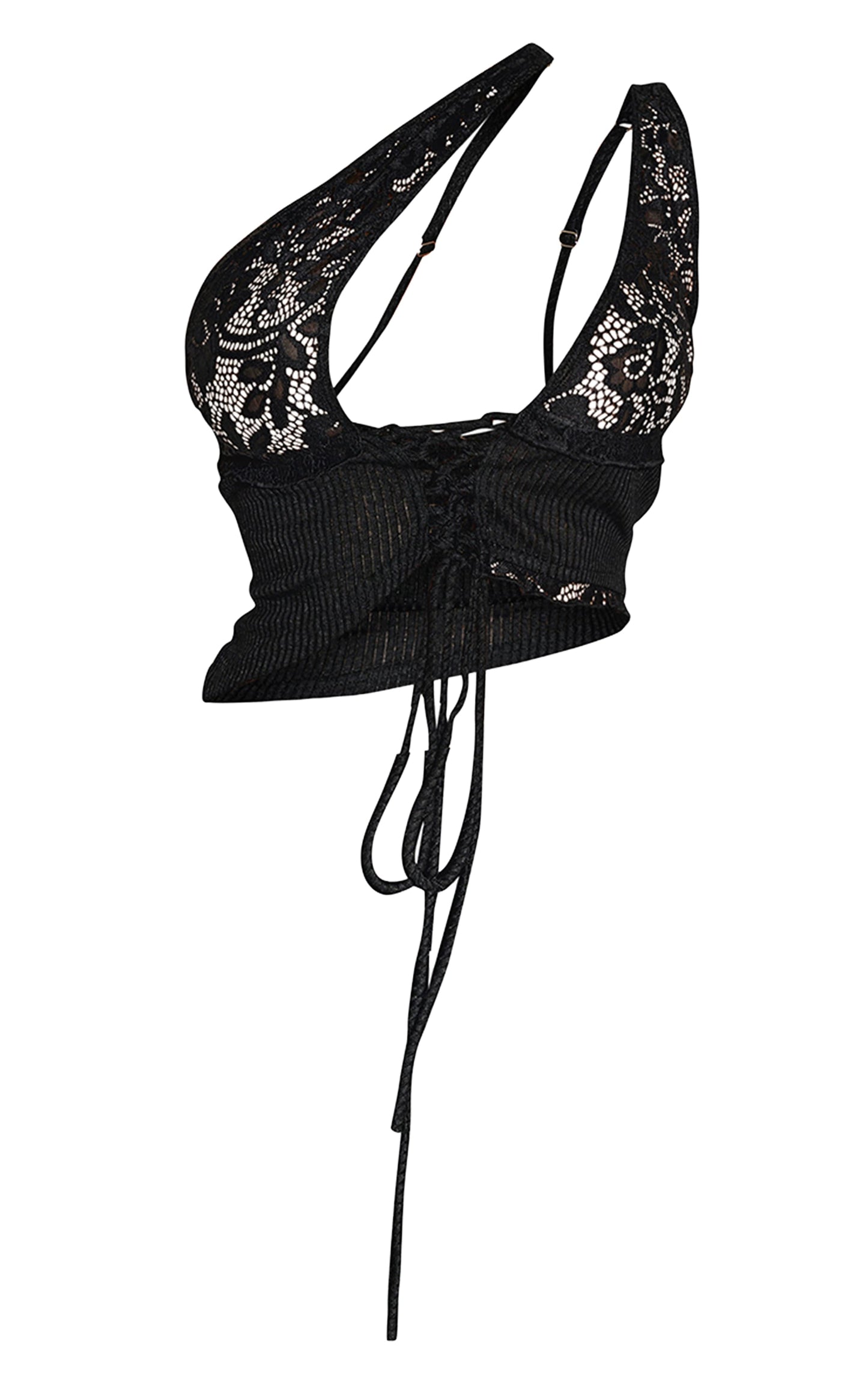 Shape Black Lace Up Bralet Top