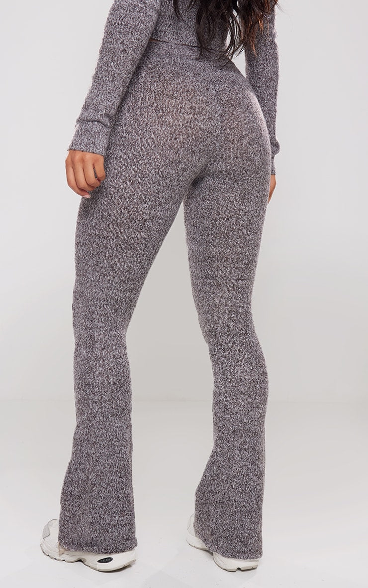 Charcoal Marl Knit Wide Leg Trousers Next Day Delivery Before 10 pm