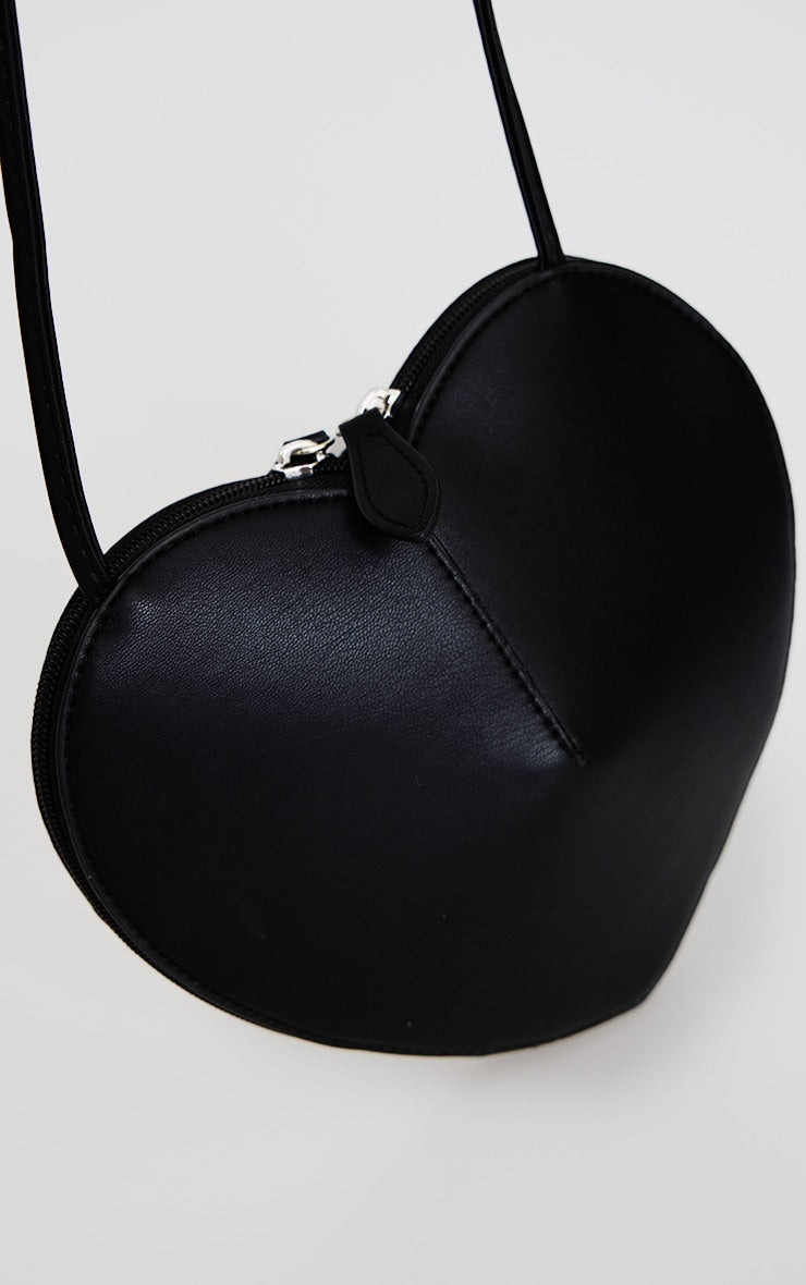 Black PU Heart Crossbody Bag Next Day Delivery 10 PM