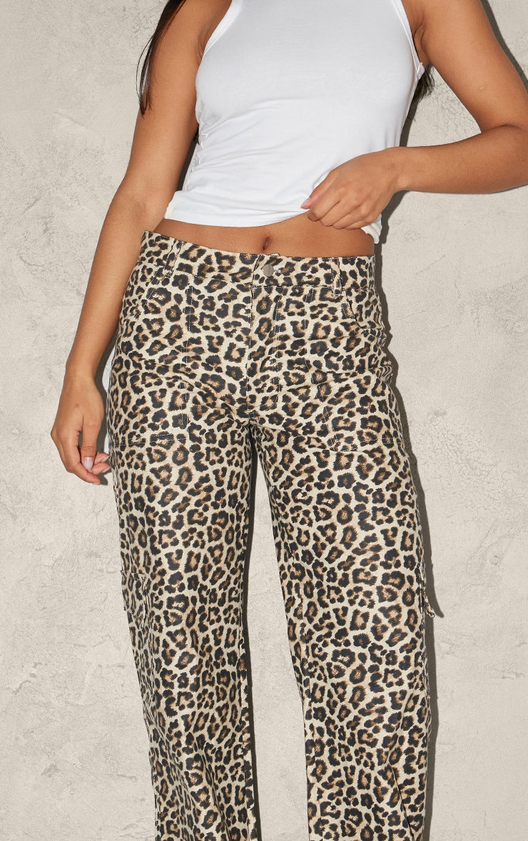 Next Day Delivery Before 10 pm Leopard Printed Cargo Trousers