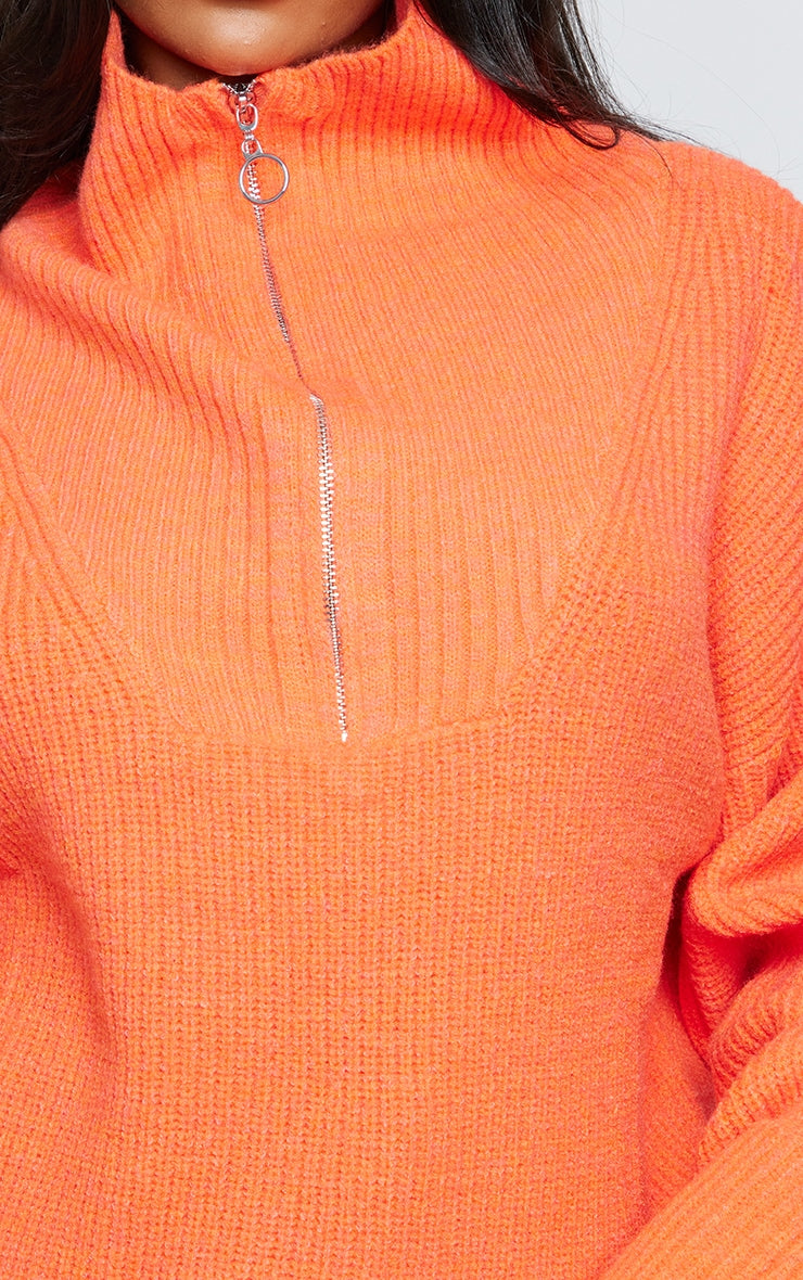 Next Day Delivery Before 10 PM Charcoal Grey Marl Chunky Knit Half Zip Jumper