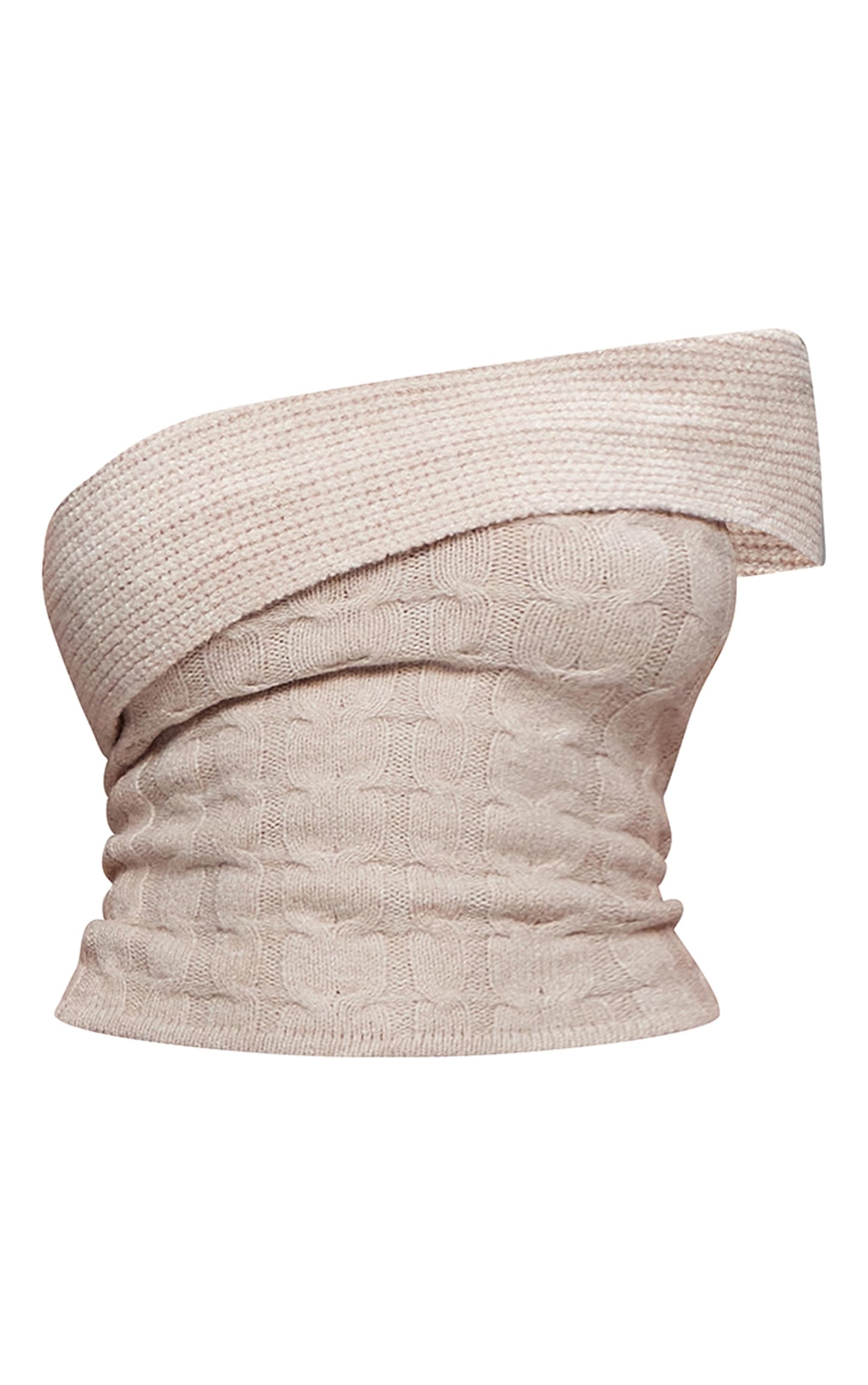 Oatmeal Marl Textured Knit Foldover Bandeau Top Next Day Delivery Before 10PM