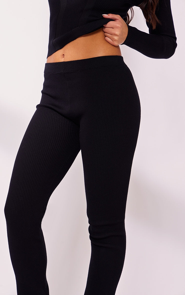 Cream Rib Knit Flared Trousers Next Day Delivery Before 10 pm